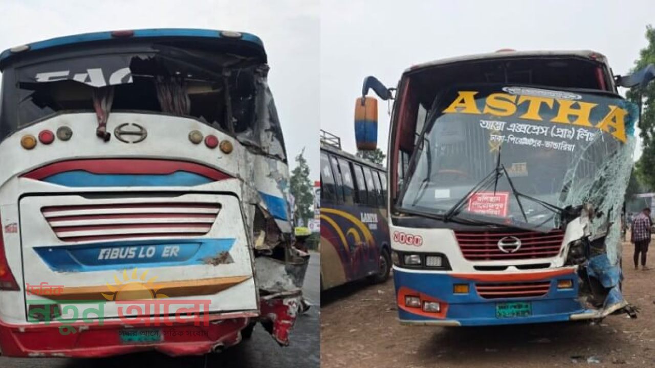 মুকসুদপুরে দুই বাসের সংঘর্ষ : অল্পের জন্য রক্ষা পেলেন যাত্রীরা