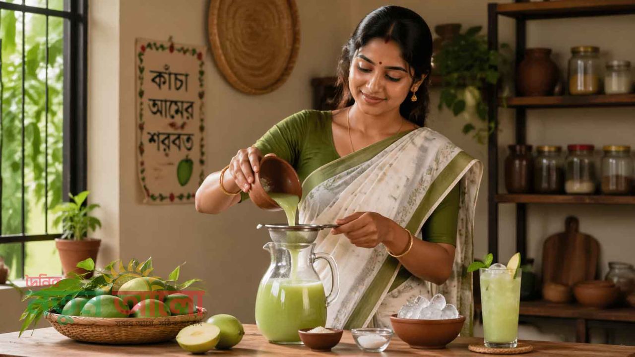 তীব্র গরমে প্রশান্তি: ঘরেই তৈরি করুন কাঁচা আমের স্পেশাল শরবত