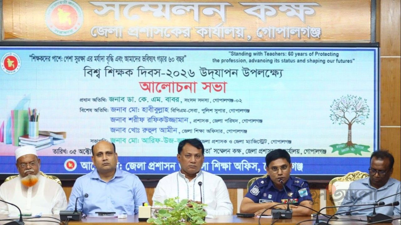 গোপালগঞ্জে বর্ণাঢ্য আয়োজনে বিশ্ব শিক্ষক দিবস পালিত, ‘স্বচ্ছতা’ অডিটোরিয়ামে মতবিনিময়