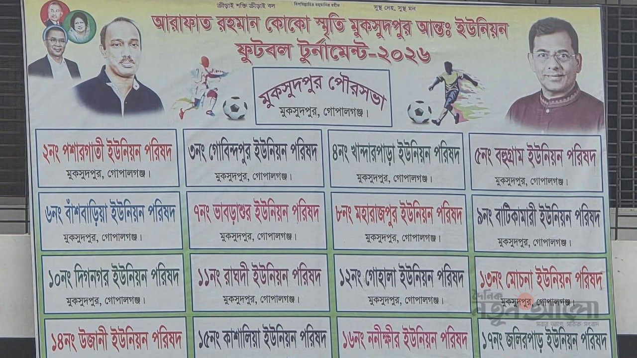 আজ মুকসুদপুরে কোকো স্মৃতি ফুটবল টুর্নামেন্টের মেগা ফাইনাল